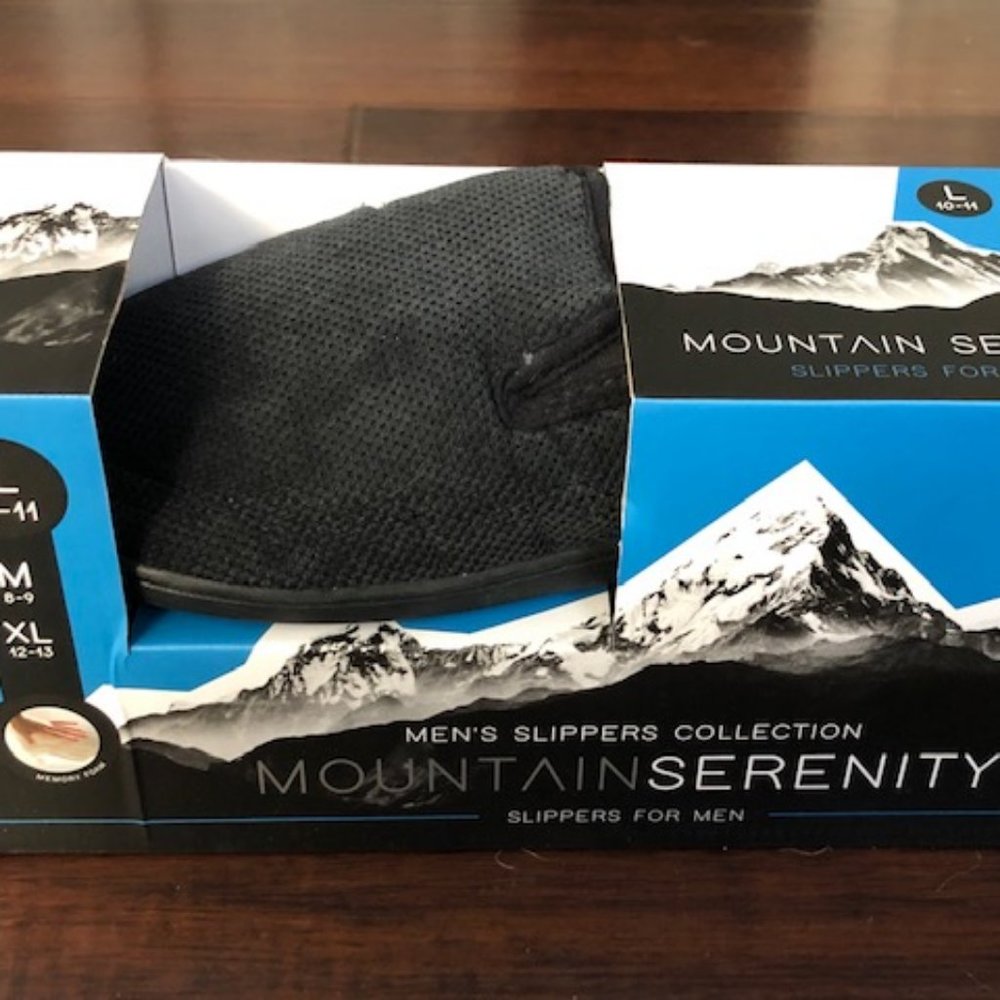 Mountain Serenity Men's Black Slippers Size L (10 - 11)
